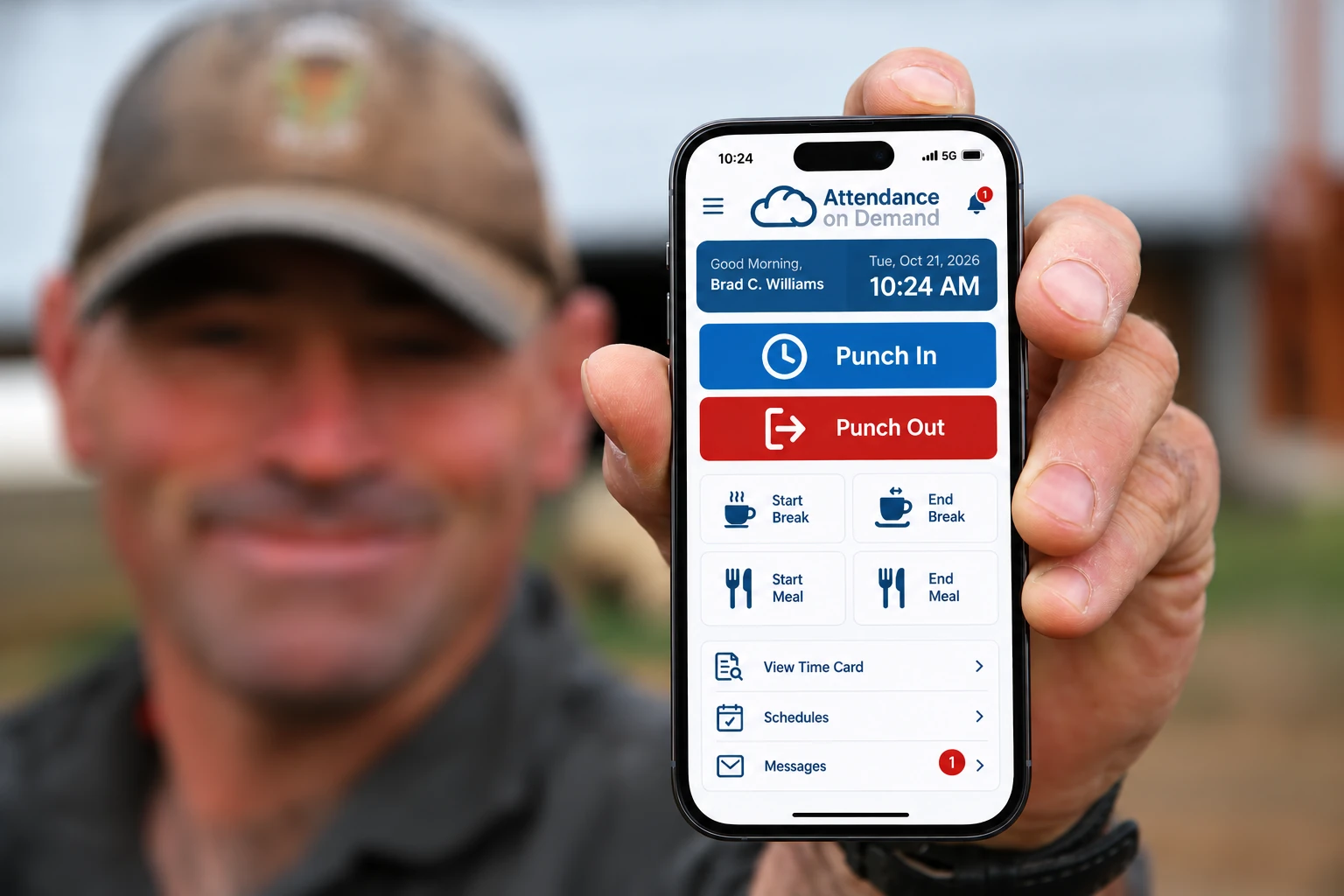 Agricultural worker using a mobile workforce application